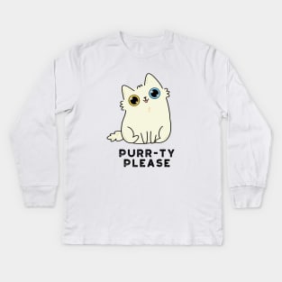 Purr-ty Please Cute Kitty Cat Pun Kids Long Sleeve T-Shirt